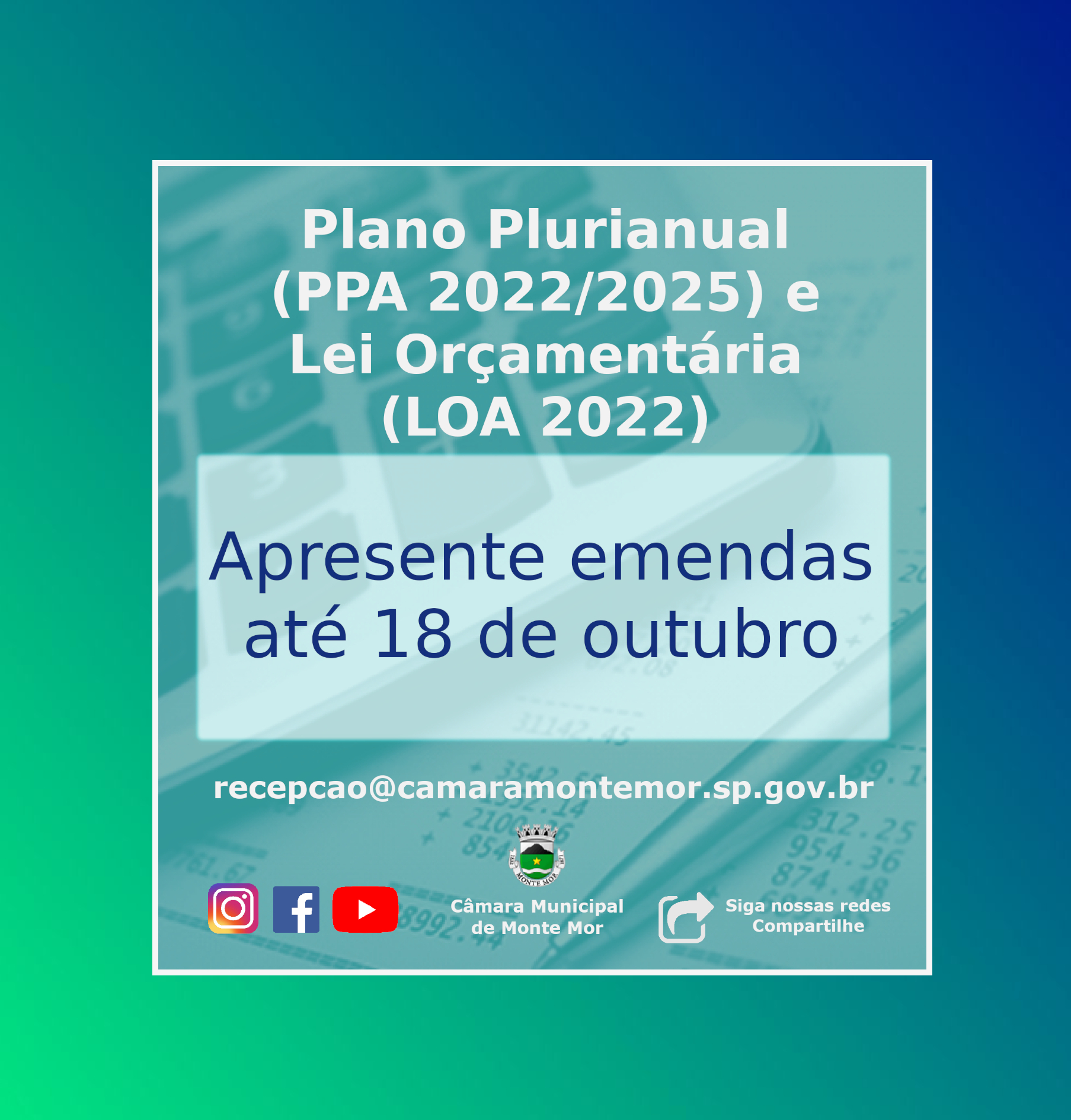 Banner site Plano Plurianual PPA 2022 2025 e Lei Orçamentária LOA 2022