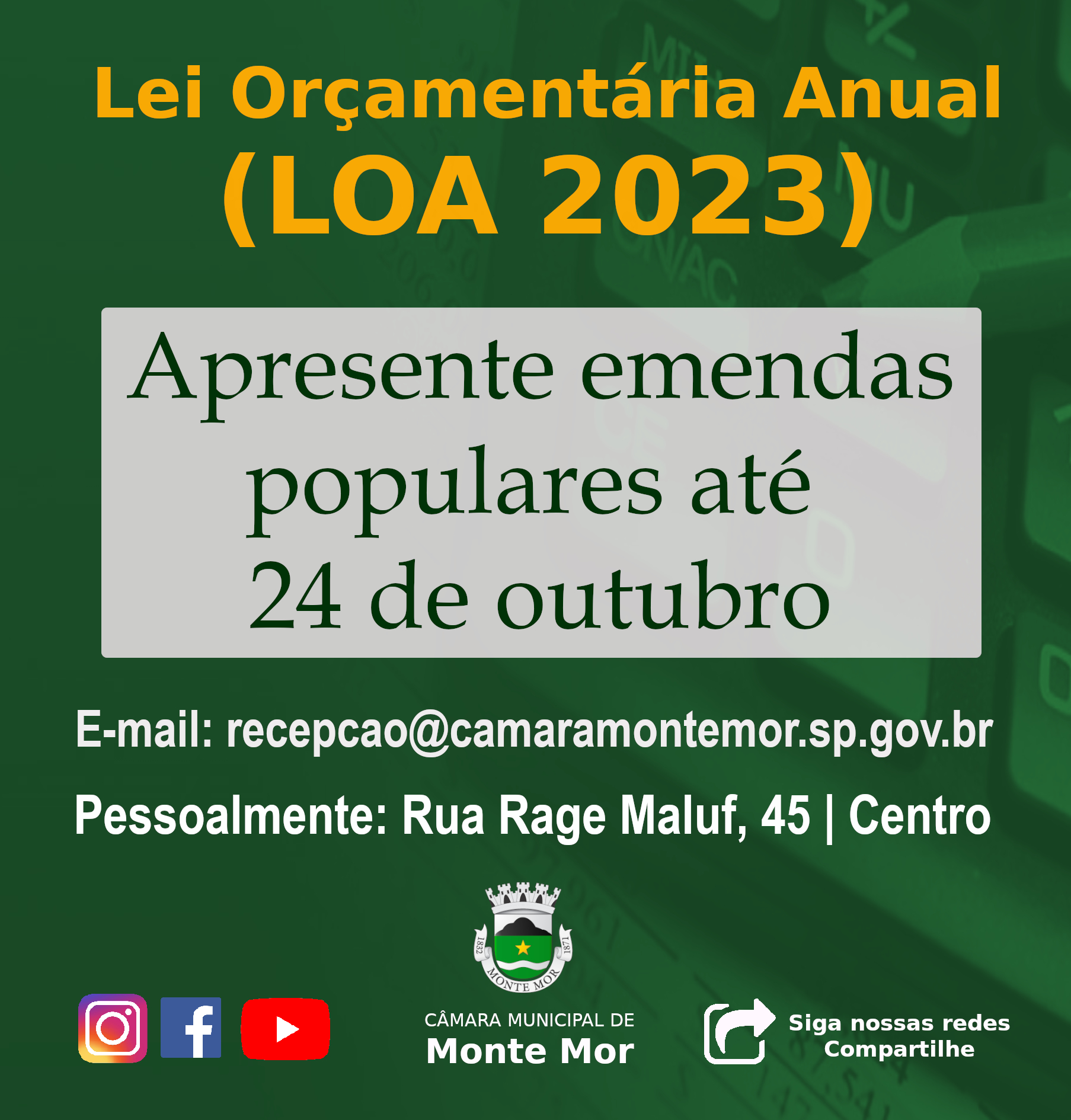 LEI ORÇAMENTÁRIA ANUAL LOA 2023 INSTAGRAM